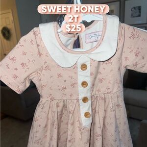 Sweet Honey Floral Kids Dress with White Collar